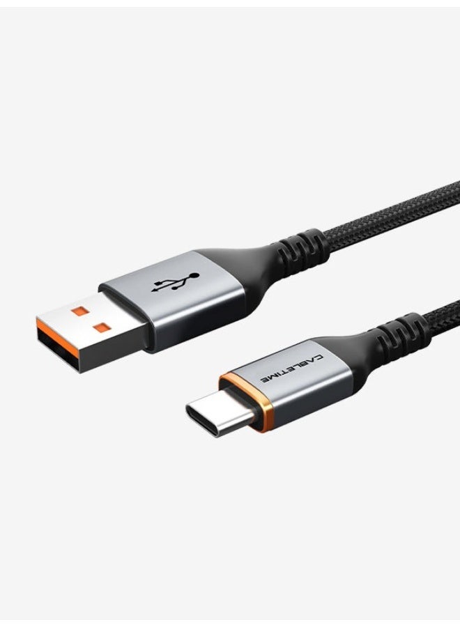 CABLETIME 5A USB A to USB C Fast Charge Cable (5A Quick Charging, Nylon Braided, 60W PD, Compatible with Samsung Galaxy, iPhone 15, iPad, Huawei, Vivo, Oppo, Google Pixel, PD Wall Charger & Laptop - Black - Image 1